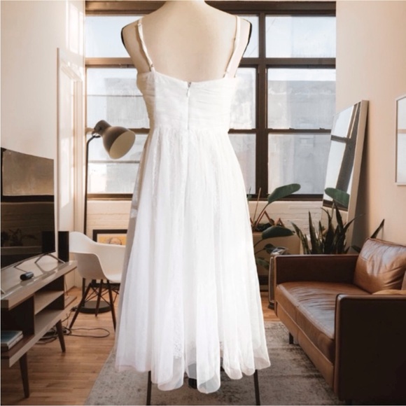 Aqua White Lace Mid Calf Fit & Flare Dress Size 6 - Picture 6 of 14